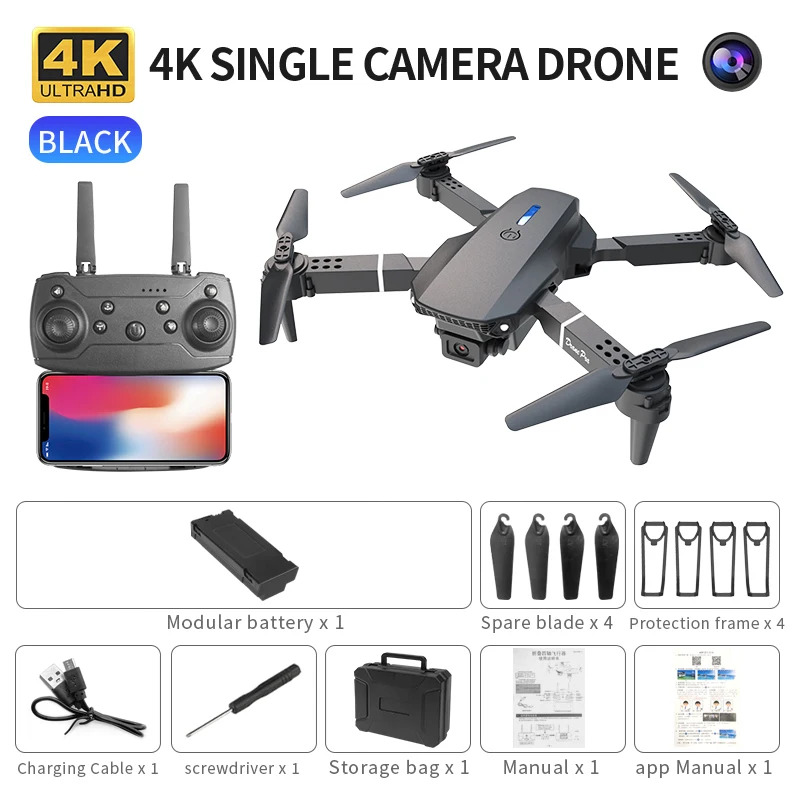 Inteligentny składany dron E88 – Drone Camera Wide Angle recenzja i cena