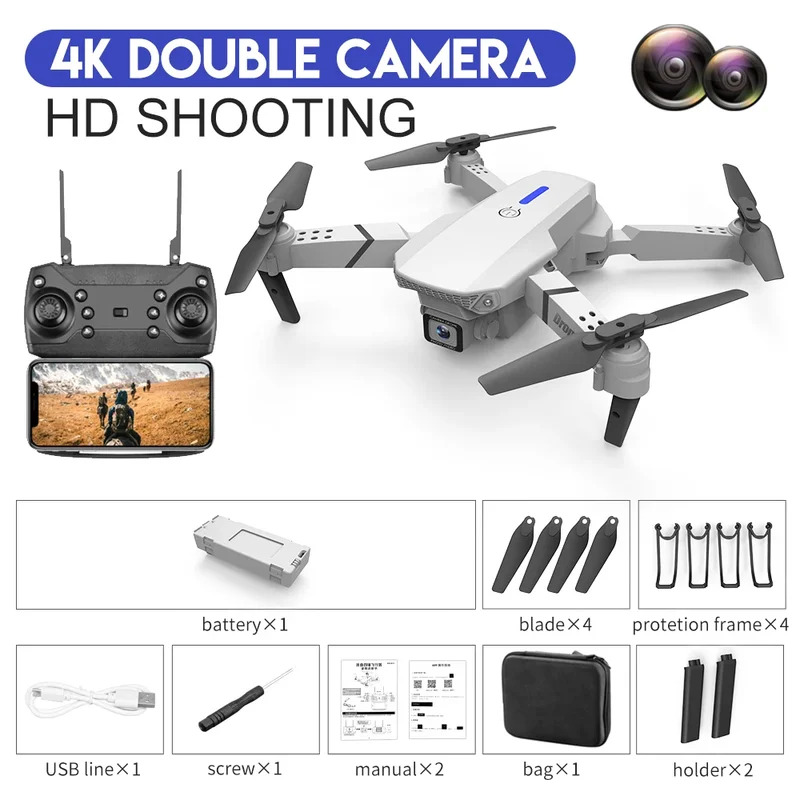 Inteligentny składany dron E88 – Drone Camera Wide Angle recenzja i cena